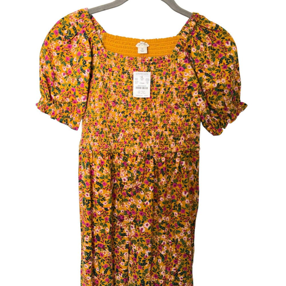 CREWCUTS J. Crew Girls' Sz 10 Floral Smocked Puff Sleeve Wide Leg Jumpsuit - Picture 2 of 10